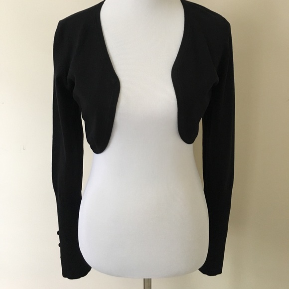 WHBM Black Cropped Bolero Sweater Shrug WHBM Black Cropped Bolero Sweater Shrug